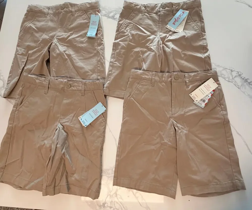 Cat & Jack Boys School Uniform Shorts Lot of 4 Khaki Size 10 NWT
